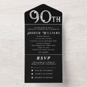 第90回バースデーパーティー白黒シンプルモダン オールインワン招待状 (内側)