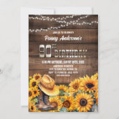 第90回バースデーパーティー素朴ウッドサンフラワー 招待状 (正面)