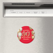 第90回バースデーパーティー赤と金ゴールドバルーン マグネット (インサイチュ (食洗機))