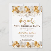 第90回バースデーパーティー金ゴールドシルバー・バルーン 招待状 (正面)