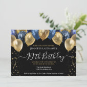 第90回バースデーパーティー青と金ゴールド招待状 招待状 (スタンド正面)