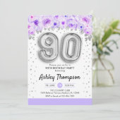 第90回バースデーパーティー – シルバー・バルーン・パープル 招待状 (スタンド正面)