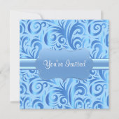 第90回バースデーパーティー | ブルー、シルバー、ホワイトのバーダー 招待状 (正面)