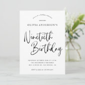 第90回バースデーパーティー | 白黒タイポグラフィ 招待状 (スタンド正面)