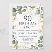 第90回バースデーパーティーEucalyptus水彩 招待状 (正面)