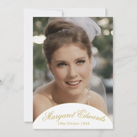 第90回ピンクの金ゴールドエレガントフローラ写真誕生日 招待状 (裏面)