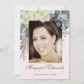 第90回フローラピンク金ゴールドエレガントフォト誕生日 招待状 (裏面)