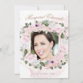 第90回フローラピンク金ゴールドエレガントフォト誕生日 招待状 (裏面)