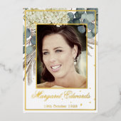 第90回フローラブルーエレガントフォト誕生日 箔招待状 (正面)