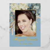 第90回フローラブルーエレガントフォト誕生日 箔招待状 (正面)