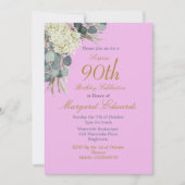 第90回フローラモダンパープルエレガントフォト誕生日 招待状 (正面)