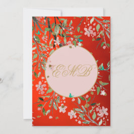 第90回フローラレッドエレガントピンク金ゴールド誕生日 招待状