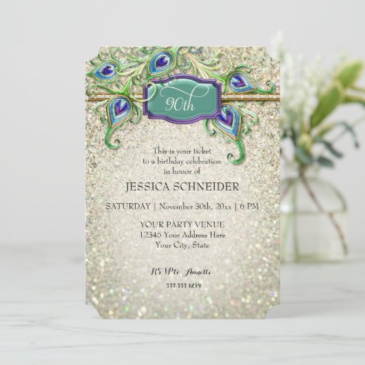 第90回第90回誕生日パーティーピーコックフェザー 招待状 (スタンド正面)