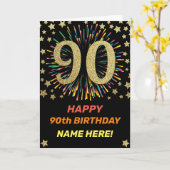 第90回花火大誕生日レインボーカラフル金ゴールド カード (黄色い花)