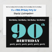 第90回誕生日パーティーの招待テンプレート 招待状 (正面/裏面)
