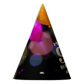 第90回誕生日パーティーブラック&金ゴールドパーティーハット パーティーハット (左)