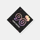 第90回誕生日パーティー風船と紙吹雪 スタンダードカクテルナプキン (角)