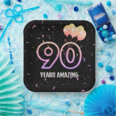 第90回誕生日パーティー風船と紙吹雪 ペーパープレート (パーティー)