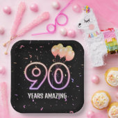 第90回誕生日パーティー風船と紙吹雪 ペーパープレート (パーティー)