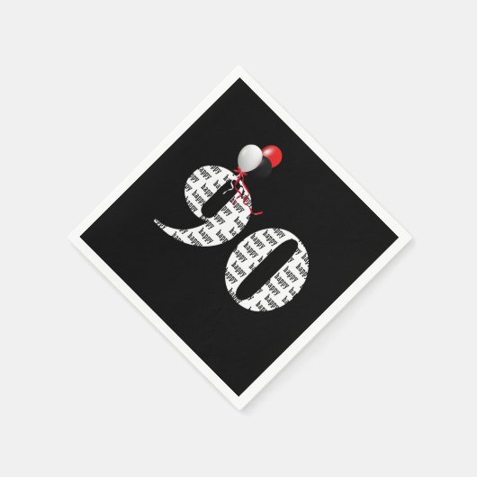 第90回誕生日パーティー風船 スタンダードカクテルナプキン (角)