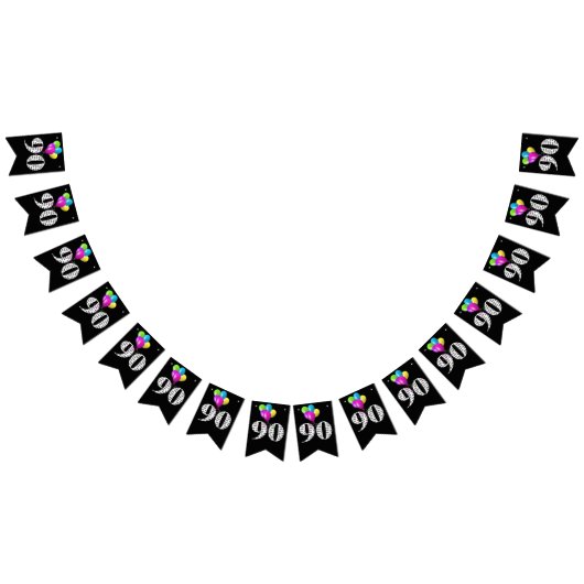 第90回誕生日パーティー風船 バンティングフラッグ (全)