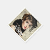 第90回誕生日パーティー90カスタム写真台本女性 スタンダードカクテルナプキン (角)