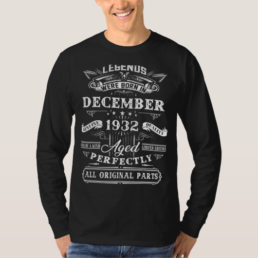第90回誕生日レジェンド1932生まれ年12月90年 Tシャツ (正面)