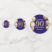 第90回誕生日会ネイビーブルーと金ゴールドバルーン コンフェッティ (正面)