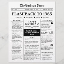 第90回誕生日新聞1935 モノトーンの
