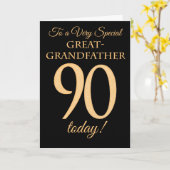 第90回金ゴールド効果黒祖父素晴らし誕生日 カード (黄色い花)