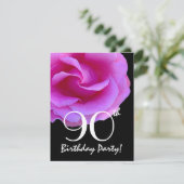 第90彼女のW417のための誕生日のテンプレートのピンクのバラ 招待状 (スタンド正面)
