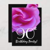第90彼女のW417のための誕生日のテンプレートのピンクのバラ 招待状 (正面/裏面)