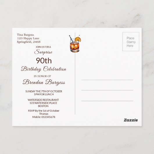 第90期古ファッション男性誕生日 ポストカード (裏面)