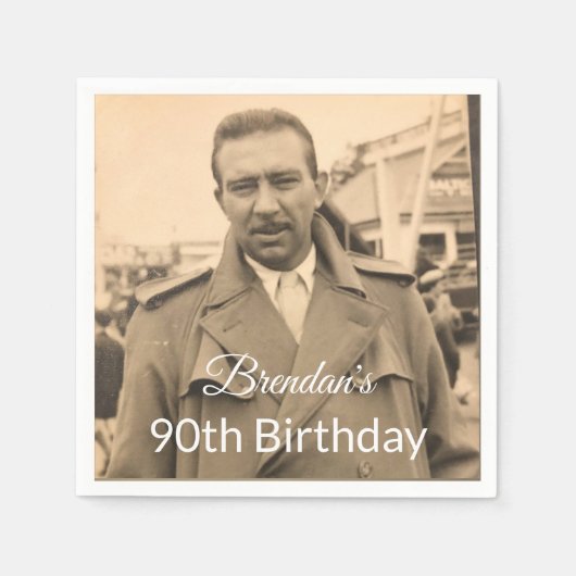 第90期男性フォト誕生日 スタンダードカクテルナプキン (正面)