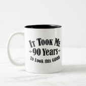 第90私によいこれを見るために90の90年かかりました ツートーンマグカップ (左)