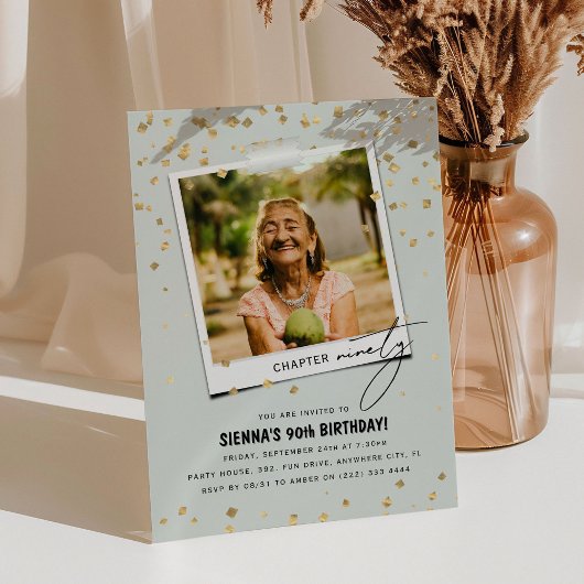 第90章おもしろいモダン写真90誕生日 招待状