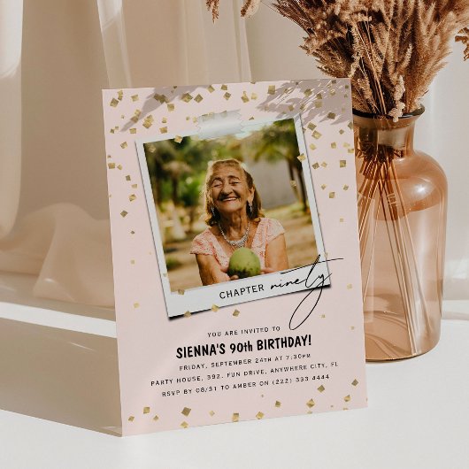 第90章おもしろいモダン写真90誕生日 招待状