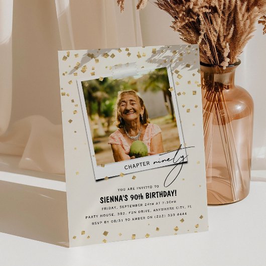 第90章おもしろいモダン写真90誕生日 招待状