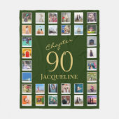 第90章グリーン金ゴールド第90誕生日写真 フリースブランケット (正面)