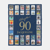 第90章青金ゴールド第90誕生日写真 フリースブランケット (正面)