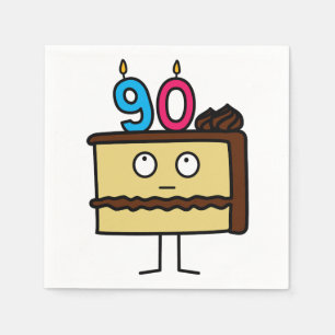 第90蝋燭が付いているお誕生日ケーキ スタンダードカクテルナプキン