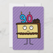 第90蝋燭が付いているお誕生日ケーキ 招待状 (正面)