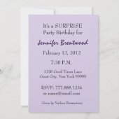 第90誕生会の招待の紫色のバラを驚かして下さい 招待状 (裏面)