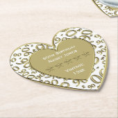 第90誕生会の白および金ゴールドのテーマ ペーパーコースター (アングル)