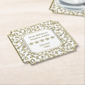 第90誕生会の白か金ゴールドパターンテーマ ペーパーコースター (アングル)