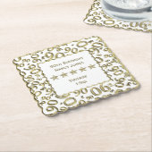 第90誕生会の金ゴールドか白いパターンテーマ ペーパーコースター (アングル)