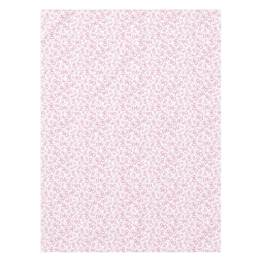 第90誕生会数パターンピンクおよび白 テーブルクロス (正面)