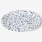 第90誕生会数パターン青および白 ペーパープレート (アングル)