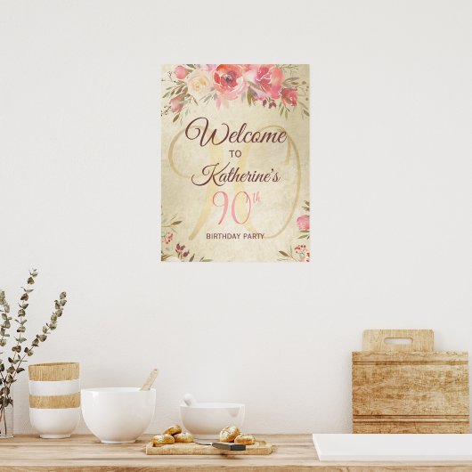 第90誕生日きらめくデザインポスター ポスター (キッチン)