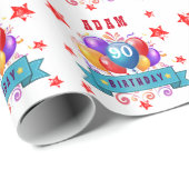 第90誕生日のお祝いのカラフルの気球C01IZ ラッピングペーパー (ロールコーナー)